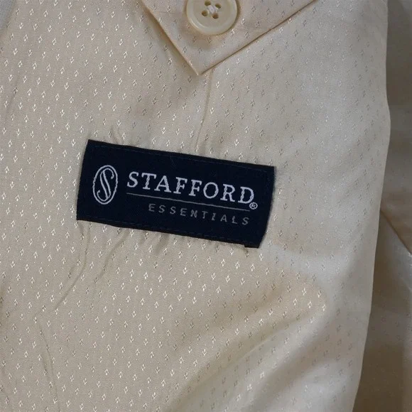 Stafford 48R 36x32 Ivory White Beige Mens Jacket Pants‎ Suit